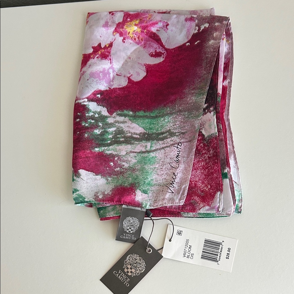 Vince Camuto Red and Green Floral Scarf